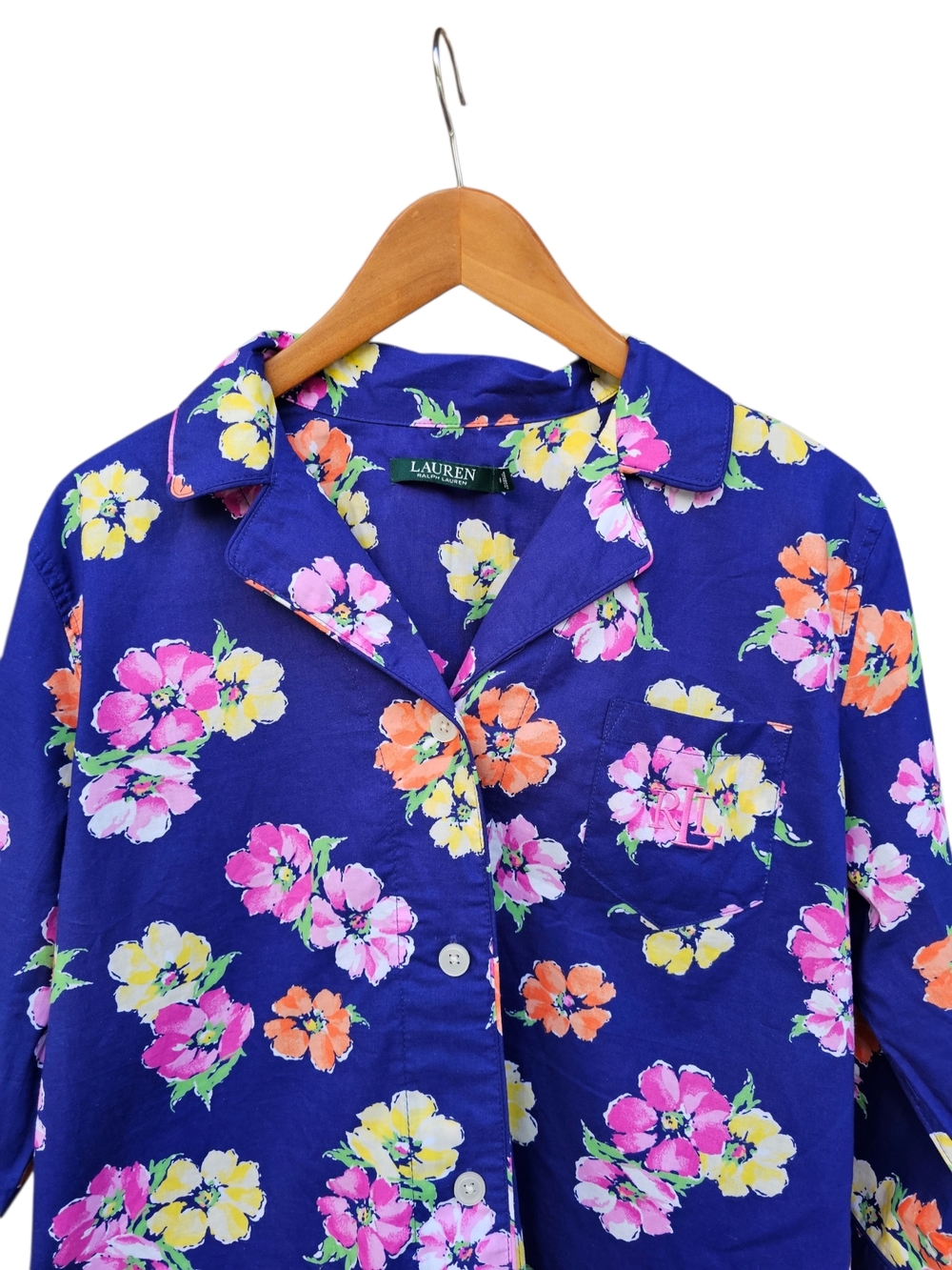 NWT Lauren Ralph Lauren Purple Floral Button Down Sleepwear Top (Only) Size M - Picture 2 of 9
